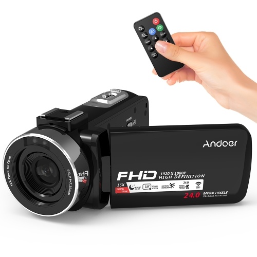 

Andoer 1080P HD WiFi Цифровая видеокамера Видеокамера DV Recorder 16X Zoom 3,0 "ЖК-сенсорный ИК-ночной вид с горячим башмаком для внешнего микрофона