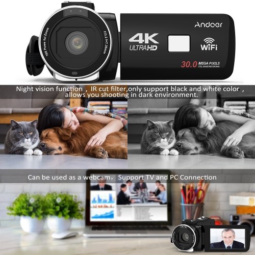 

Andoer 4K Ultra HD WiFi Digital Video Camera Camcorder DV Recorder