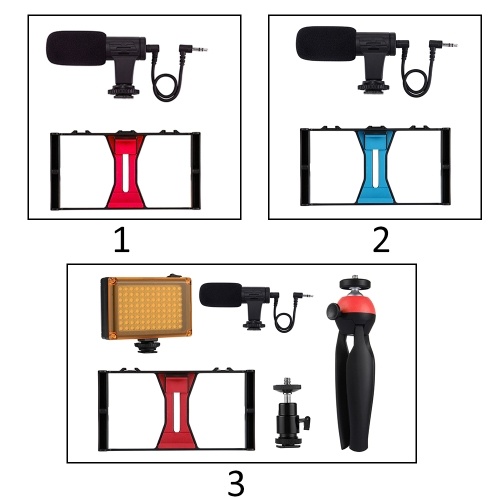 

PULUZ Smartphone Camera Shooting Kit Handheld Filmmaking Video Rig + Video Microp for Outdoor Shooting Live Broadcast