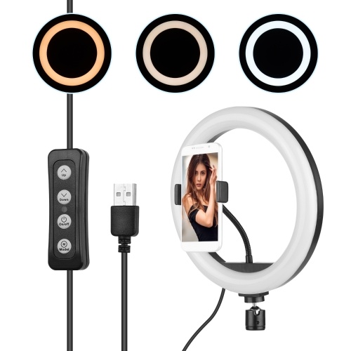 

10 Inch LED Ring Light Fill-in Lamp Built-in 120pcs LED Beads 10W Dimmable 2700-5500K Color Temperature