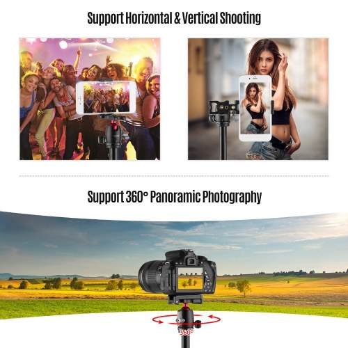 Andoer Q160H Portable Camera Tripod Horizontal Mount Professional Travel Tripod 