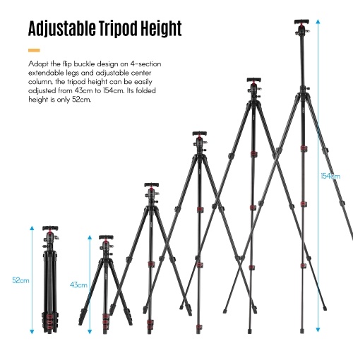 Andoer Q160H Portable Camera Tripod Horizontal Mount Professional Travel Tripod 