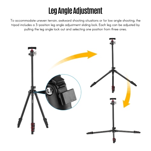 Andoer Q160H Portable Camera Tripod Horizontal Mount Professional Travel Tripod 