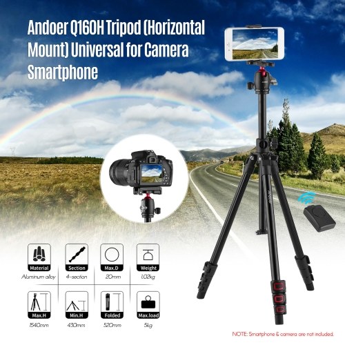 Andoer Q160H Portable Camera Tripod Horizontal Mount Professional Travel Tripod 