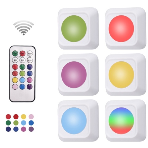 6PCS RGB sotto le luci dell'armadio con telecomando LED cambia colore luce armadio luce notturna