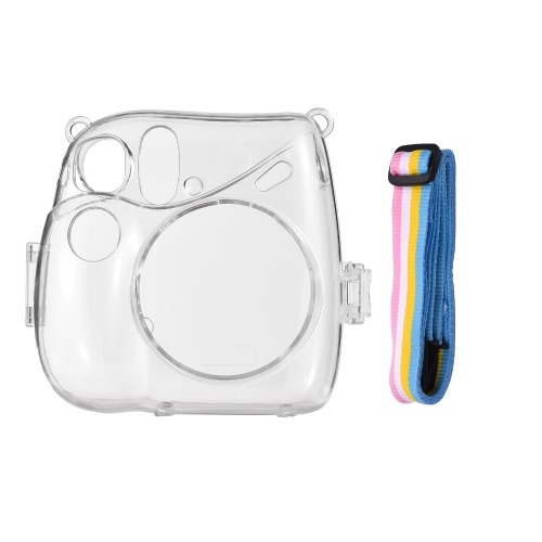 Instant Camera Transparent Protection Case with Rainbow Lanyard Replacement for Fujifilm Instax Mini 7+