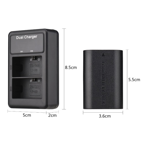 LP-E6/ E6N Battery & Charger Kit 2pcs 7.4V 2650mAh Battery + 1pc LED2-LPE6 Dual Channel Camera Battery Charger USB Port LCD Screen Display Replacement for Canon EOS 5D Mark II/III/IV 6D 7D 60D 70D 80D 