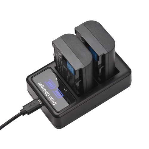 LP-E6/ E6N Battery & Charger Kit 2pcs 7.4V 2650mAh Battery + 1pc LED2-LPE6 Dual Channel Camera Battery Charger USB Port LCD Screen Display Replacement for Canon EOS 5D Mark II/III/IV 6D 7D 60D 70D 80D 