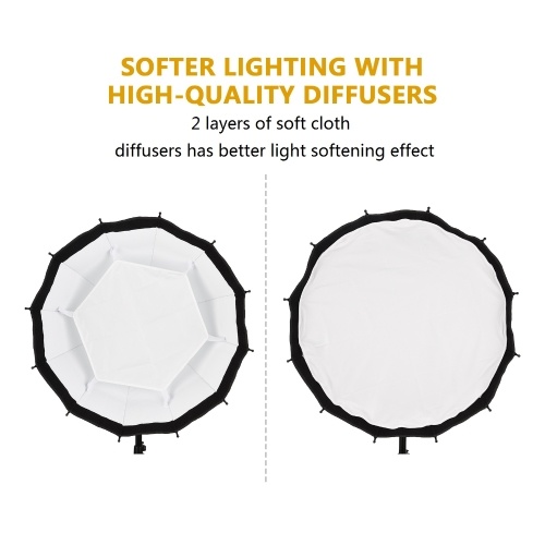 

65cm Professional Collapsible Softbox Portable Photography Soft Box with Bowens Mount Storage Bag 12PCS Ribs for Portrait Live Stream Video Recording
