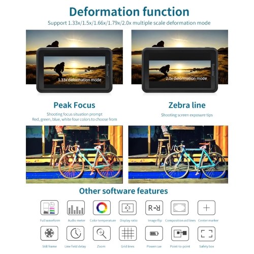 Bestview R5II 5.5 Inch Compact 4K Camera Field Monitor Touchscreen HDMI Input & Output 800Nits Hight Brightness HDR Monitoring 3D LUT with Sunshade for DSLR Camera 