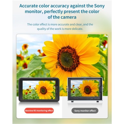 Bestview R5II 5.5 Inch Compact 4K Camera Field Monitor Touchscreen HDMI Input & Output 800Nits Hight Brightness HDR Monitoring 3D LUT with Sunshade for DSLR Camera 