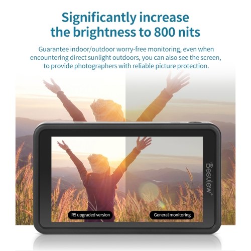 Bestview R5II 5.5 Inch Compact 4K Camera Field Monitor Touchscreen HDMI Input & Output 800Nits Hight Brightness HDR Monitoring 3D LUT with Sunshade for DSLR Camera 