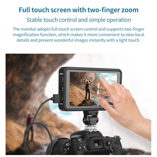 Bestview R5II 5.5 Inch Compact 4K Camera Field Monitor Touchscreen HDMI Input & Output 800Nits Hight Brightness HDR Monitoring 3D LUT with Sunshade for DSLR Camera 