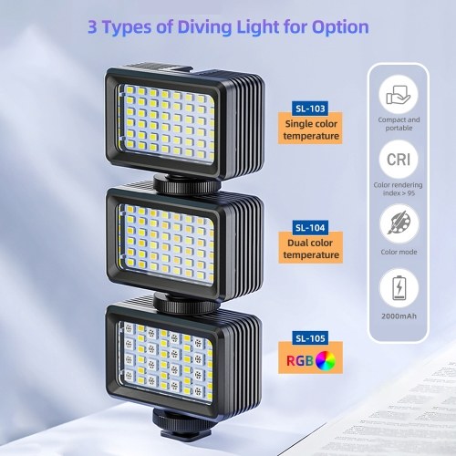 Mini LED Video Light Waterproof Fill Light LED Diving Light 2700K-9000K Bi-color Temperature 
