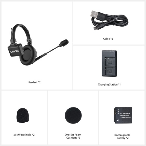 2 Packs SYNCO Xtalk X2 2-Person Wireless Intercom Headset System 