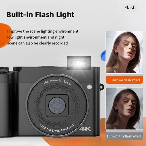4K Digital Camera Digital Video Camera 64MP Dual Lens 2.8 Inch IPS Screen 