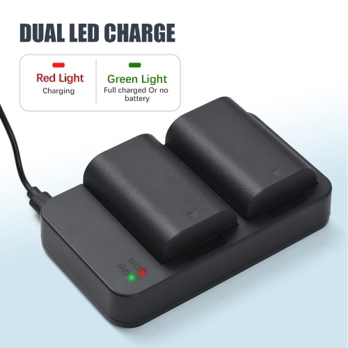 Camera LP-E6 LP-E6N Battery and Charger Kit with 2-slot Battery Charger + 2pcs LP-E6 Batteries 7.4V 2600mAh + USB Charging Cable 