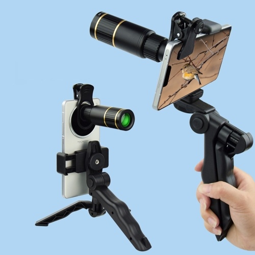 22X Phone Telephoto Lens Kit with Phone Holder Lens Clip Eyecap Cleaning Cloth Mini Tripod for Hiking Camping Wildlife Observation Moon Sports Game Concert Watching 