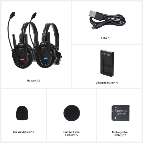 SYNCO Xtalk XPro2 2-Person Wireless Intercom Headset System 