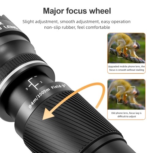 40X Zoom Lens with Tripod Phone Telephoto Lens Phone Telescope Phone Camera Lens for Hiking Camping Wildlife Observation Moon Sports Game Concert Watching