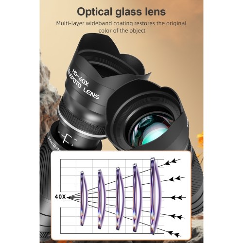 40X Zoom Lens with Tripod Phone Telephoto Lens Phone Telescope Phone Camera Lens for Hiking Camping Wildlife Observation Moon Sports Game Concert Watching