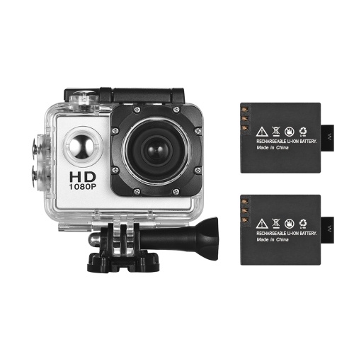 

Mini Sports DV VGA HD Action Camera Web Cam with 2 Detachable Battery 2 Inch LCD Screen Support Motion Detection Cyclic Record 30m Waterproof Silver