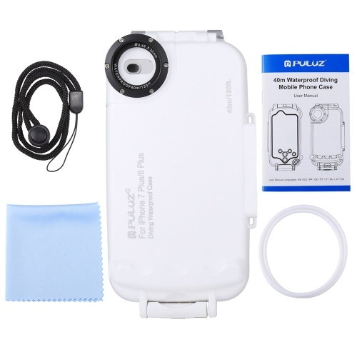 

PULUZ for iPhone 7 Plus & 8 Plus 40m/130ft Waterproof Diving Housing Case for Surfing Swimming Photo Video Taking Underwater Cover (White)