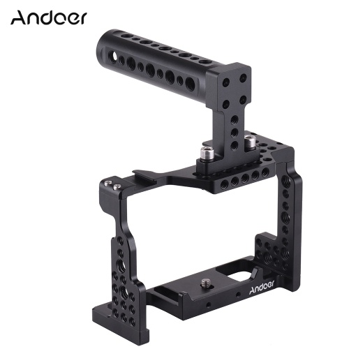 Andoer Camera Cage + Top Handle Kit Video Film Movie Making Stabilizer Aluminum Alloy with Cold Shoe Mount for Sony A7II/A7III/A7SII/A7M3/A7RII/A7RIII Camera 