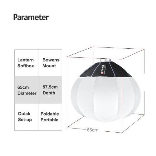 TRIOPO KQ65 65cm/26inch Lantern Softbox Spherical Collapsible Soft Box Quick-Install Bowens Mount Studio Photography Video Lighting Accessory 