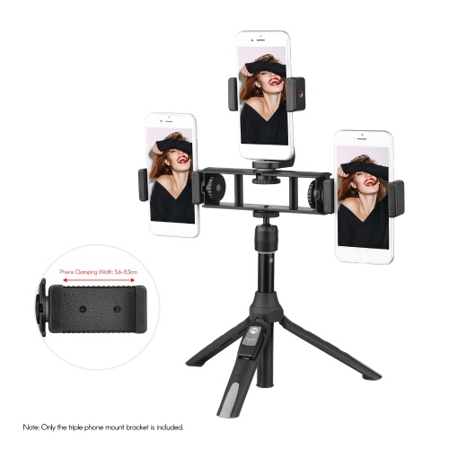 

Triple Phone Holder Tripod Mount Adapter Horizontal Vertical Shooting for Mobile Phone Video Live Streaming