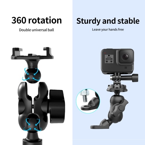

TELESIN Action Camera Motorcycle Rear-view Mirror Mounting Bracket 360° Rotation Quick Release Buckle Mount Replacement for GoPro Hero 9/8/7/6/5 Sports Cameras