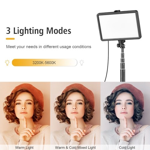 USB LED Video Light Kit Video Conference Lighting with 1 * LED Fill Light 3200K-5600K Dimmable + 1 * Extendable Tripod + 8 * Color Filters for Live Streaming Video Recording Online Meeting Teaching
