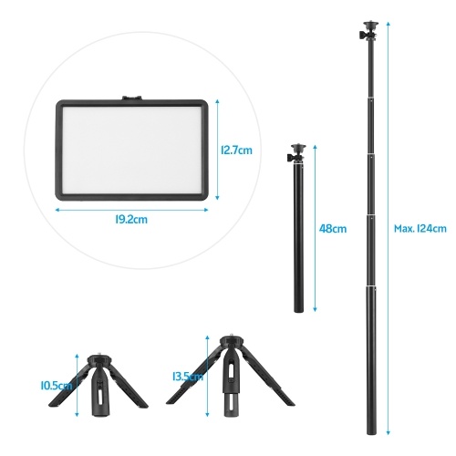 USB LED Video Light Kit Video Conference Lighting with 1 * LED Fill Light 3200K-5600K Dimmable + 1 * Extendable Tripod + 8 * Color Filters for Live Streaming Video Recording Online Meeting Teaching