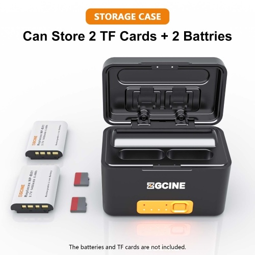 ZGCINE PS-BX1 Camera Battery Fast Charging Case 5200mAh Wireless Dual Battery Charger with Type-C Port Replacement for Sony NP-BX1 Battery 