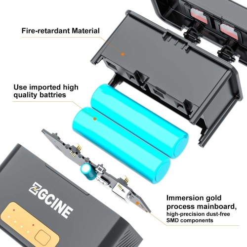 ZGCINE PS-BX1 Camera Battery Fast Charging Case 5200mAh Wireless Dual Battery Charger with Type-C Port Replacement for Sony NP-BX1 Battery 