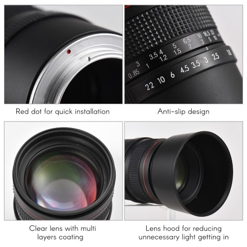 Andoer 85mm F1.8 Medium Telephoto Camera Lens Large Aperture Full Frame Portrait Lens 
