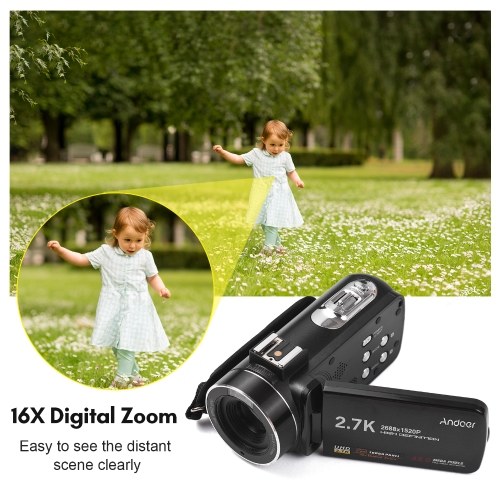 Andoer 2.7K Digital Video Camera Camcorder DV Recorder 48MP 16X Digital Zoom 3.0 Inch IPS Touch Panel 