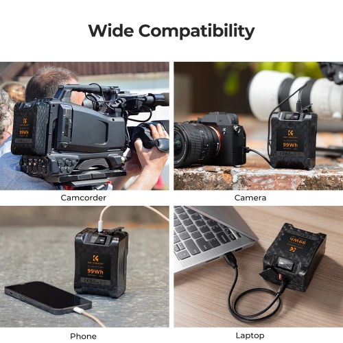 K&F CONCEPT Portable V-Lock Battery 99Wh 14.8V 6700mAh Large Capacity V-Mount Battery 