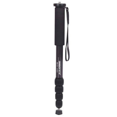 MCS-285 5-sección telescópica fibra de carbono ligero monopie Max. 8kg/17,6 libras de carga para Canon Nikon Sony cámara videocámaras DV--puede utilizarse como bastón de alpinista