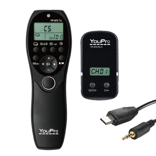 YouPro YP-870 S2 2.4G Controle remoto sem fio LCD Timer Shutter Release Transmissor Receptor 32 canais para Sony A58 A7R A7 A7II A7RII A7SII A7S A6000 A5000 A5100 A3000 RX110II DSLR Camera