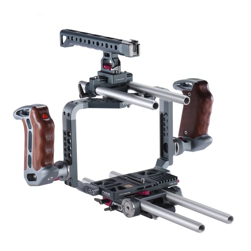 Tilta BMCC Camera Camcorder Video Cage Rig Kit Sistema Produzione cinematografica con 15mm Presa della maniglia per la macchina fotografica Blackmagic Cinema 4K