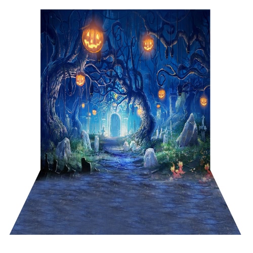 1.5 * 2m Photography Background Backdrop Digital Printing Hallowmas Halloween Pumpkin Graveyard Pattern for Photo Studio