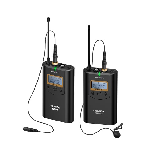 

COMICA CVM-WM100 Professional 48 Channels UHF Omni-directional Wireless Lavalier Microphone 100m Working Distance for Nikon Sony Canon 5D III, 5D II ,6D for Panasonic GH5,GH4 Camera Camcorder for iPhone Samsung Huawei Smartphones