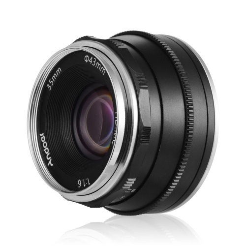 Andoer 35mm F1.6 Obiettivo con messa a fuoco manuale Grande apertura Pellicola multistrato Rivestimento Obiettivo per fotocamera mirrorless Obiettivo con attacco E