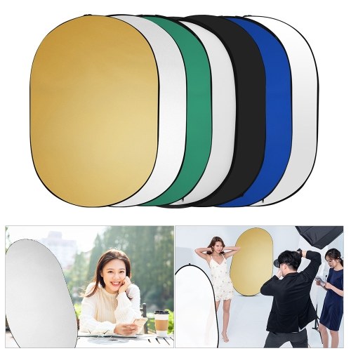 60 * 90cm/ 24 * 35inch Photography Light Reflector 7-in-1(Translucent, Silver, Gold, White, Black, Green, Blue) Collapsible Multi-Disc