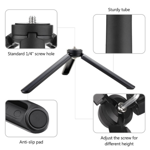Lightweight Mini Desktop Tripod Aluminum Alloy Tripod Stand with 1/4 Inch Screw Wrench for DSLR ILDC Camera Camcorder Projector 