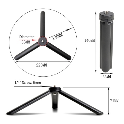 Lightweight Mini Desktop Tripod Aluminum Alloy Tripod Stand with 1/4 Inch Screw Wrench for DSLR ILDC Camera Camcorder Projector 