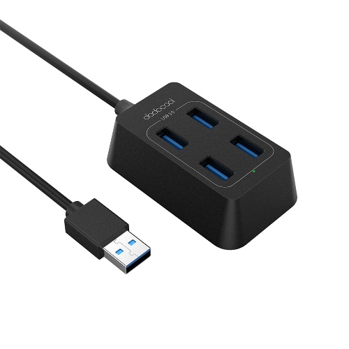 

Dodocool Mini Portable 4-Port SuperSpeed ​​USB 3.0 Hub с 3,3-футовым USB 3.0-кабелем 5Gbps Data Transfer Plug & Play для Windows и MacOS Desktop Ultrabook Laptop Black
