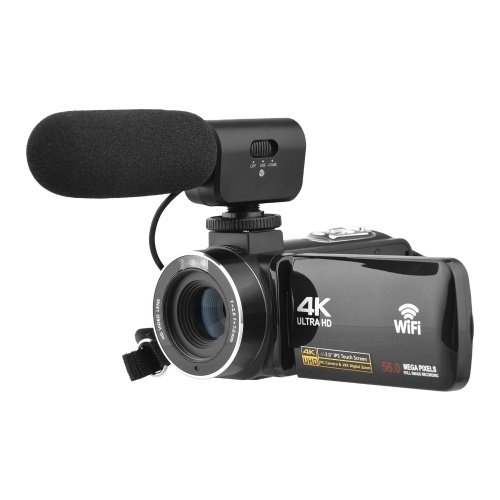 4K Digital Video Camera 3.0 Inch IPS Touchscreen WiFi Camcorder DV Recorder 56MP 18X Digital Zoom 