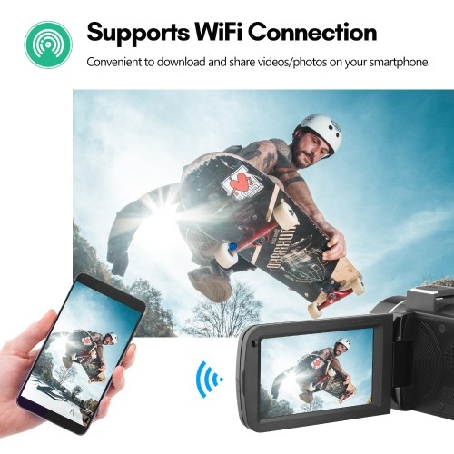 4K Digital Video Camera 3.0 Inch IPS Touchscreen WiFi Camcorder DV Recorder 56MP 18X Digital Zoom 